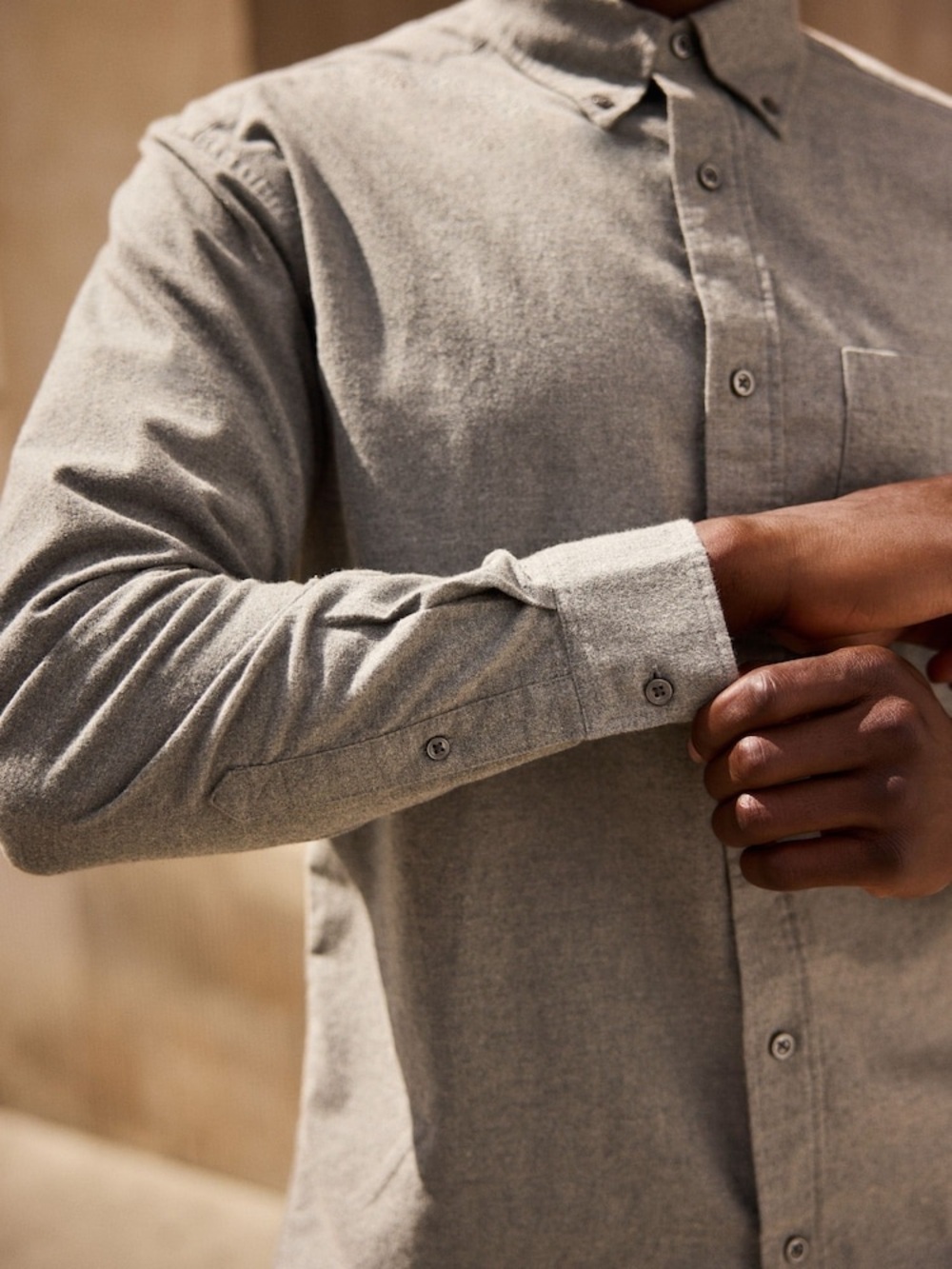 Frank and Oak Men’s Button Down Grey 100% Cotton Shirt Size M